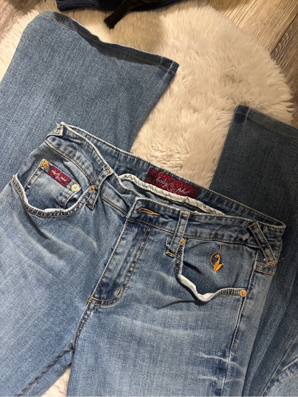 baby phat vintage size 0 chic bootcut denim light blue jeans